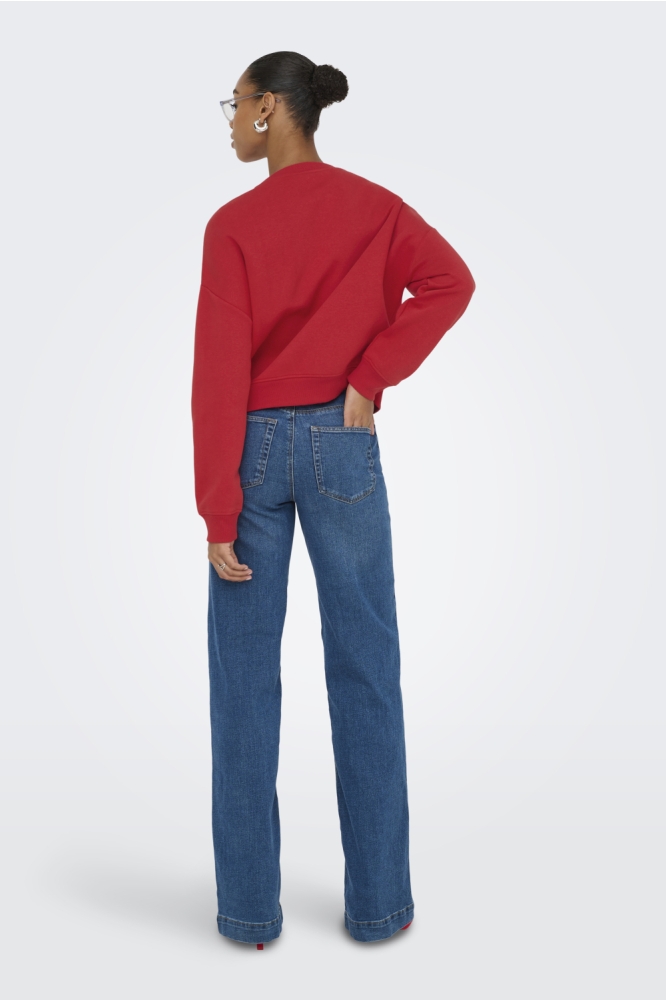 ONLSWEAT LIFE L/S CREW O.SIZE STATE 15254183 TRUE RED/PARIS FRANCE